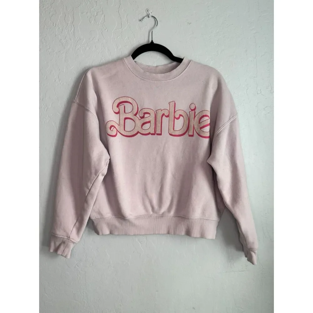 Barbie Pink Graphic Crewneck Sweatshirt Women’s XS Retro Logo Y2K